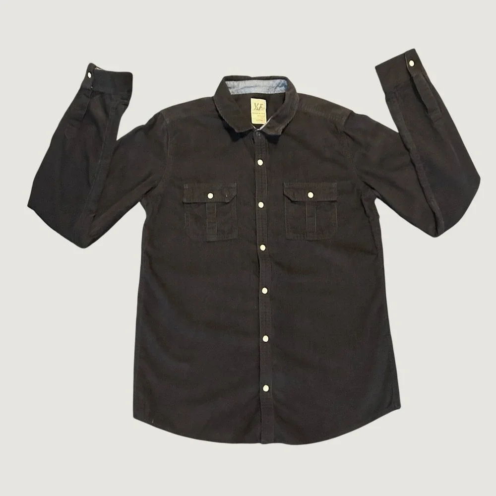 Young & Free Boys Navy Blue Long Sleeve Button Down Shirt Size 13-14Y NWT 1511
